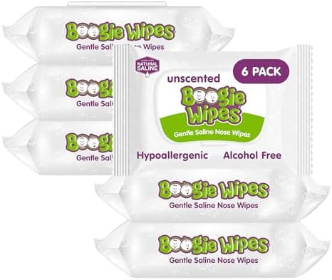 Boogie Wipes Gentle Saline Nose Wipes - 180 Count - Unscented, Hypoallergenic & Alcohol-Free - Ma... | Amazon (US)