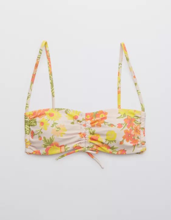 Aerie Printed Ruched Bandeau Bikini Top | American Eagle Outfitters (US & CA)