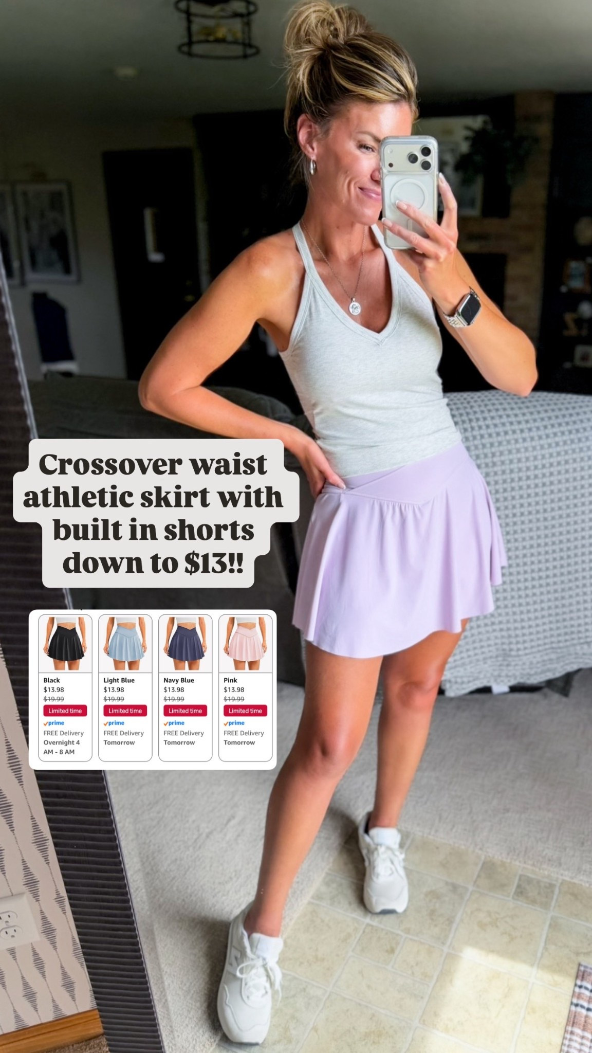This athletic skirt feels like something from Aerie. The crossover waist is so comfortable. 
Wearing medium in tank and skirt

#LTKActive #LTKSaleAlert