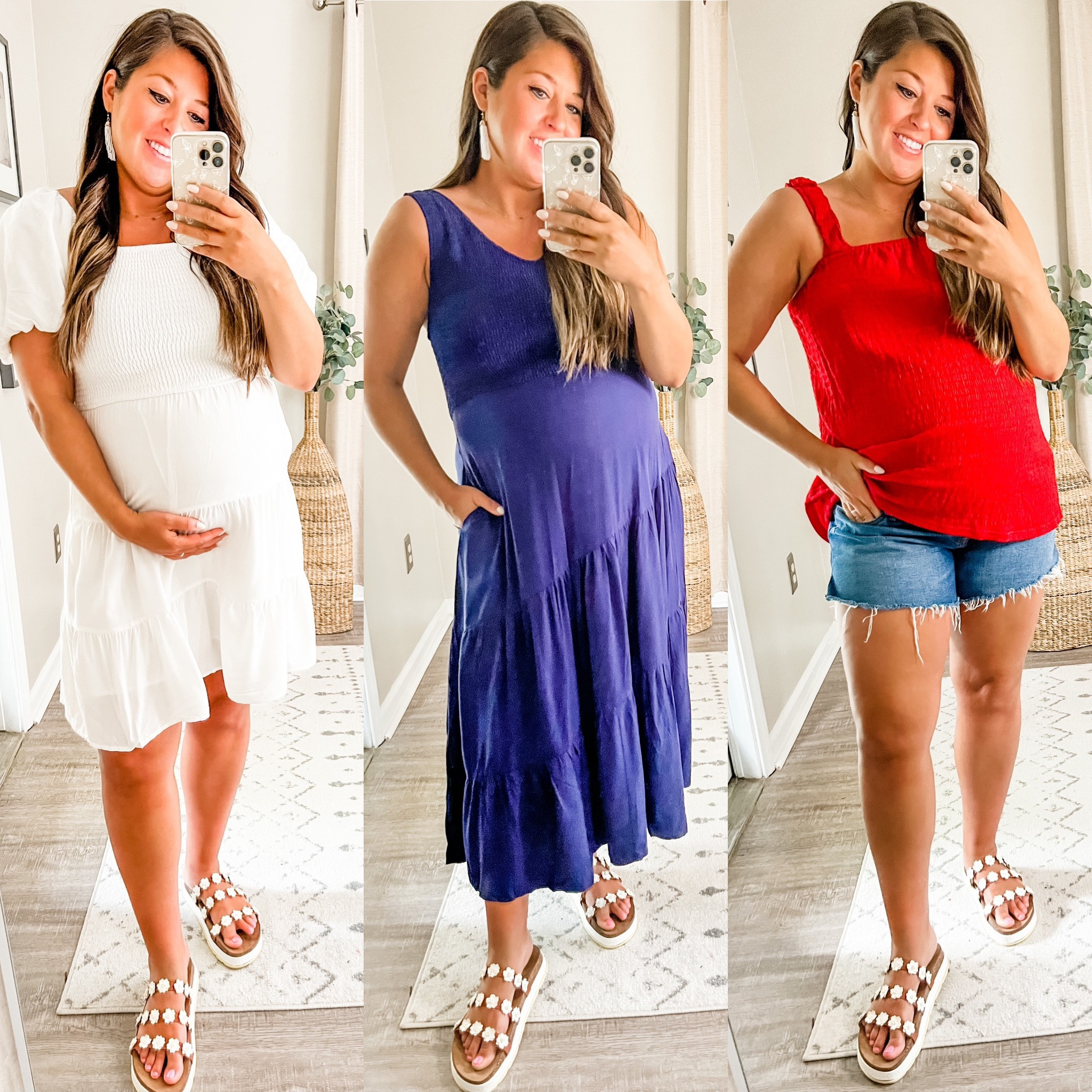 Summer outfits, Americana, patriotic outfits, Memorial Day outfit inspo, 4th of of July outfits, bump friendly 

Wearing a large in dresses and sized up to Xl in top for bump, wearing 12/31 in shorts 

#LTKbump #LTKunder100 #LTKSeasonal