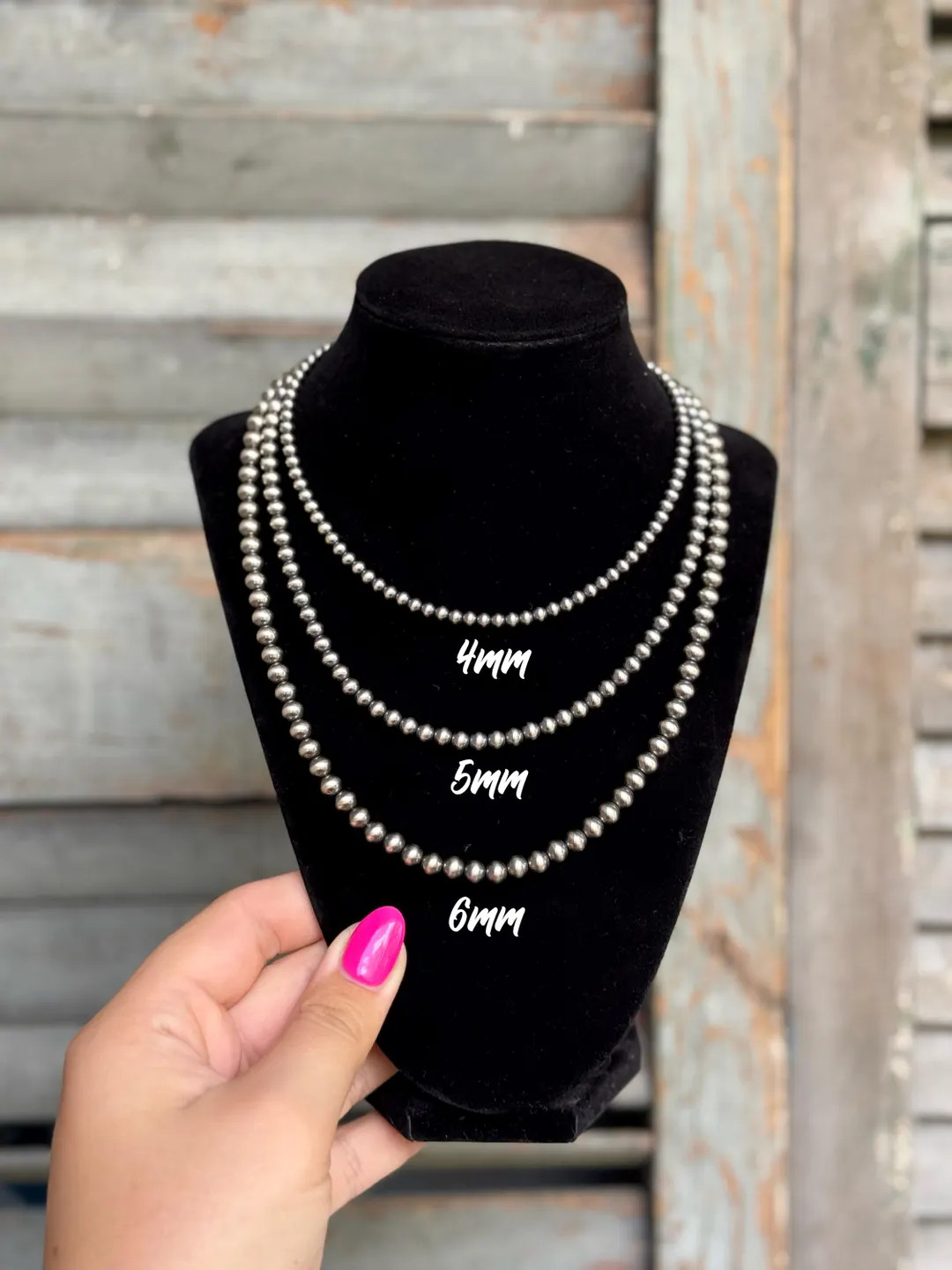 4mm/5mm/6mm Authentic Sterling Silver Navajo Pearl Necklace With Paperclip Extender Chain, Real N... | Etsy (US)