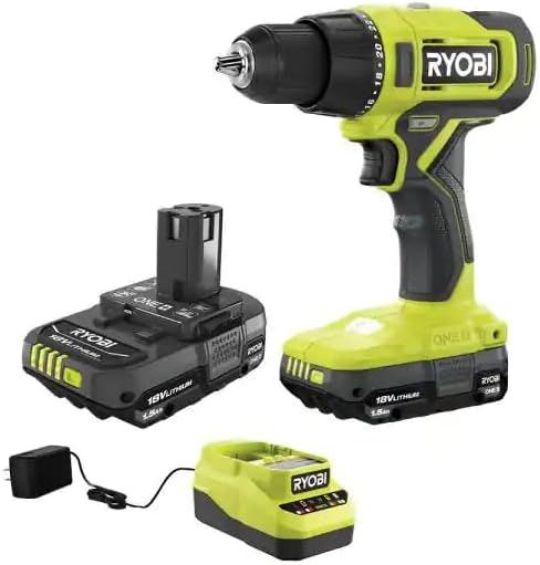RYOBI ONE+ 18V Cordless 1/2 in. Drill/Driver Kit with (2) 1.5 Ah Batteries and Charger, Green | Amazon (US)