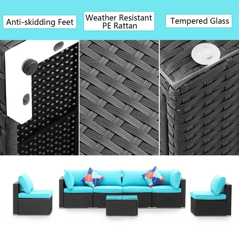 Ainfox 7 Pcs Outdoor Patio Furniture Sofa Set on Sale,Blue | Walmart (US)