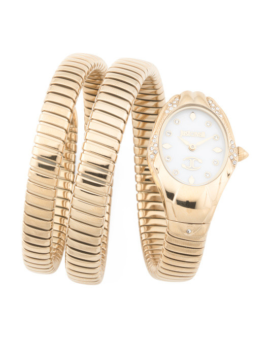 Women's Stainless Steel Mother Of Pearl Snake Wrap Bracelet Watch | TJ Maxx