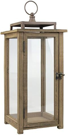 Stonebriar 18 Inch Rustic Wooden Candle Hurricane Lantern, For Table Top, Mantle, Wall Hanging, o... | Amazon (US)