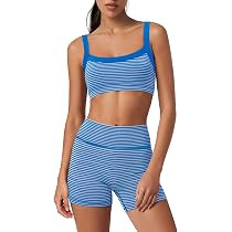 Womens Striped Workout Set Two Piece Yoga Sets Activewear | Amazon (US)