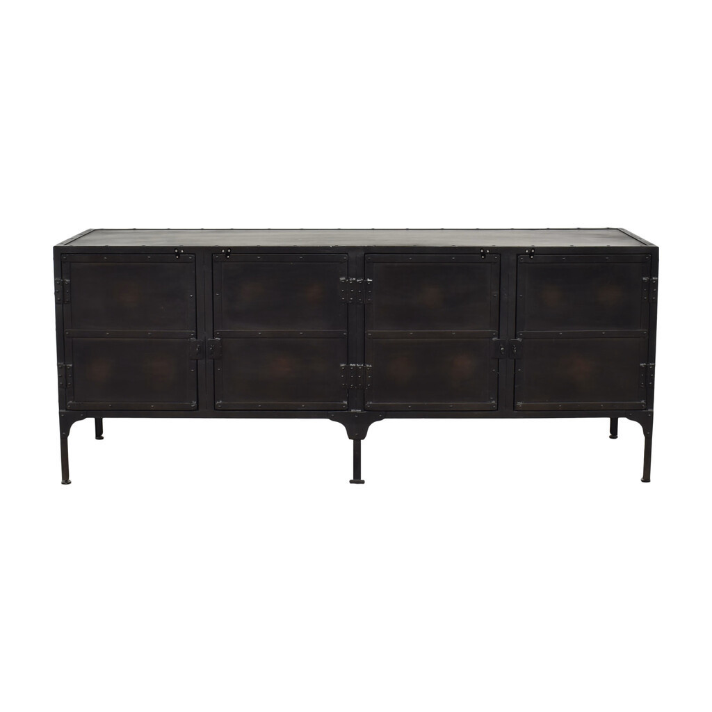 62 Inch Iron Sideboard Console Cabinet In Black | 1stopbedrooms