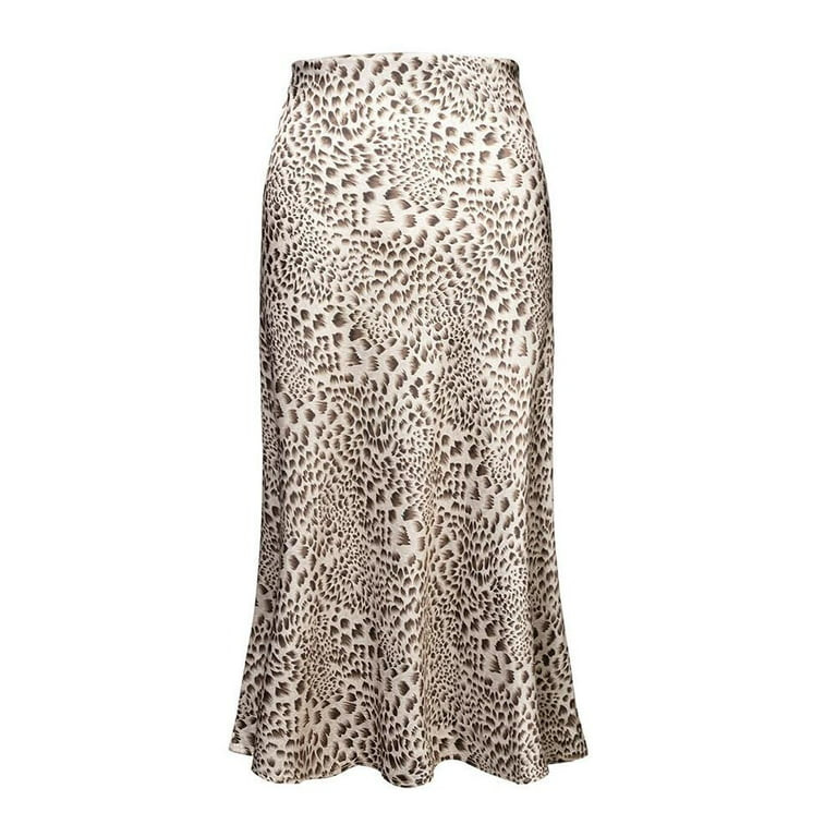 Weardear Womens Leopard Print Skirt Midi Long Length Silk Satin High Waist Skirt | Walmart (US)