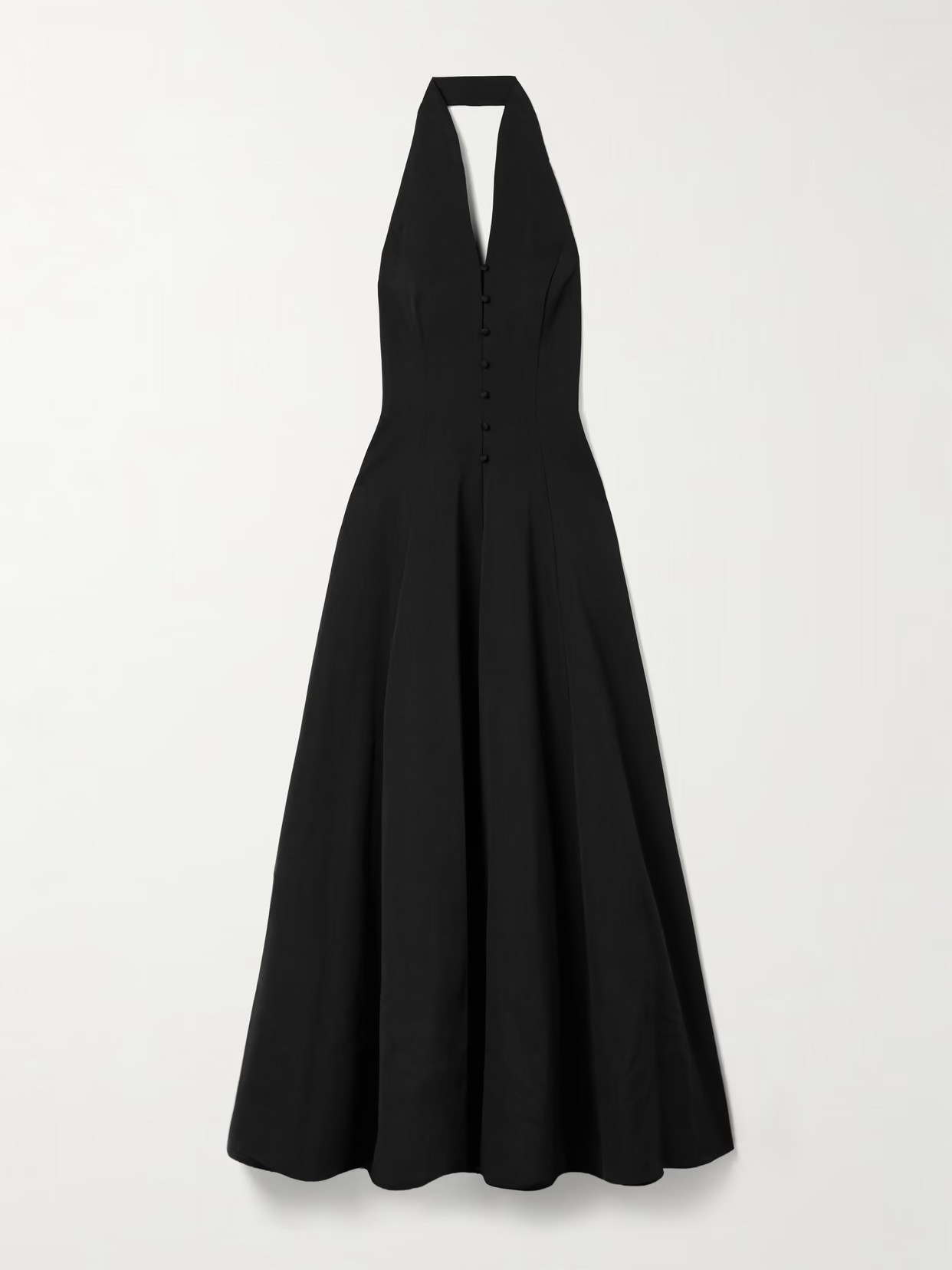 STAUD - Stella Cotton-blend Faille Halterneck Maxi Dress - Black | NET-A-PORTER (US)