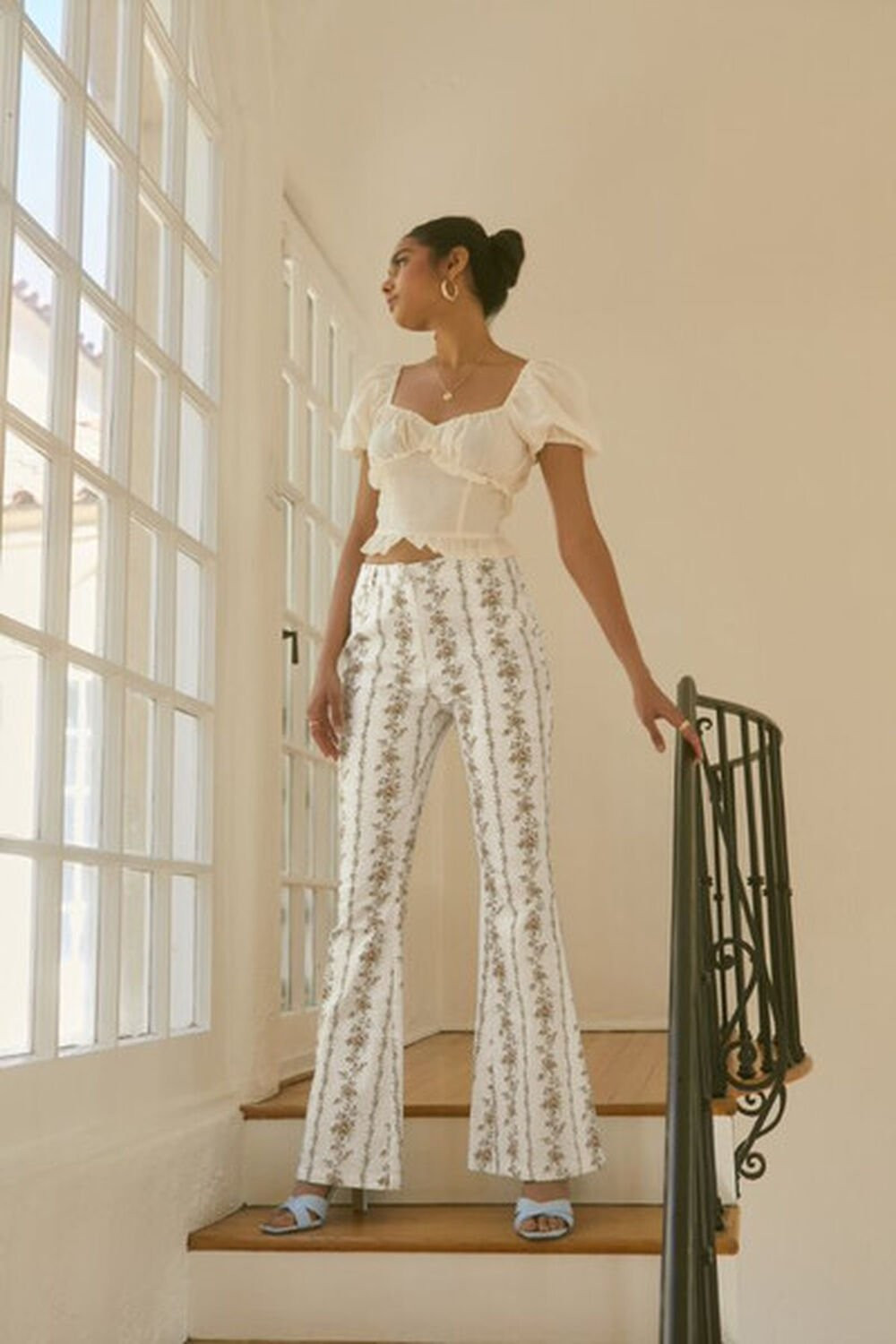Floral Print High-Rise Flare Pants | Forever 21 (US)