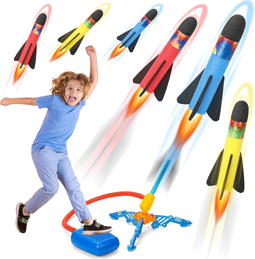 Toy Rocket Launcher for Kids, Flying Foam Rocket & Jump Air Launching Pad, Fun Outdoor Outside Ac... | Amazon (US)