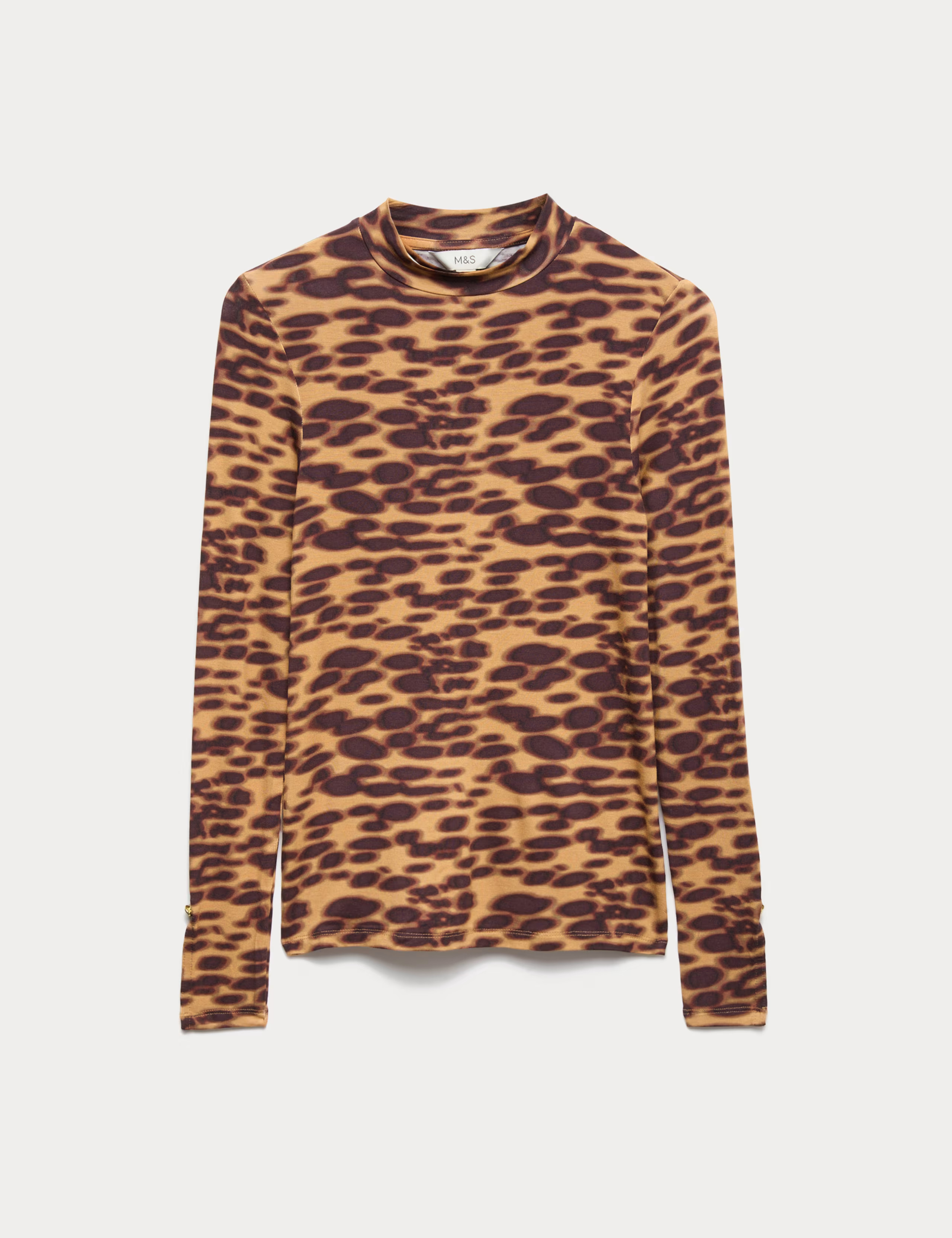 Jersey Leopard Print Roll Neck Fitted Top | Marks & Spencer (UK)