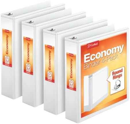 Cardinal Economy 3 Ring Binder, 2 Inch, Presentation View, White, Holds 475 Sheets, Nonstick, PVC... | Amazon (US)