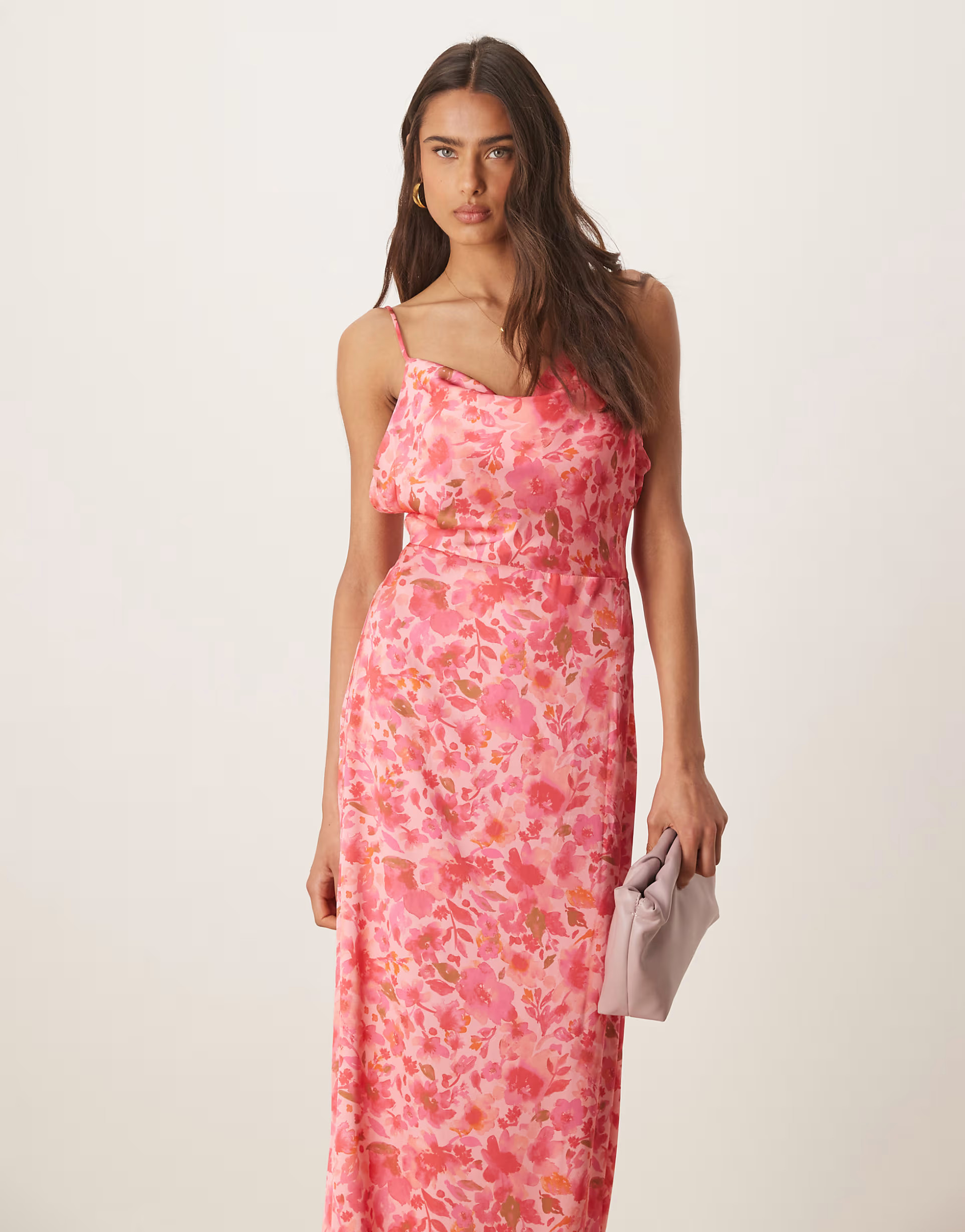 Vila satin cami maxi dress in pink floral print | ASOS | ASOS (Global)