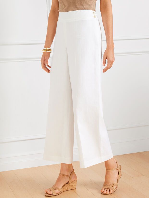 Classic Linen Wide Crop Pants - Lined | Talbots