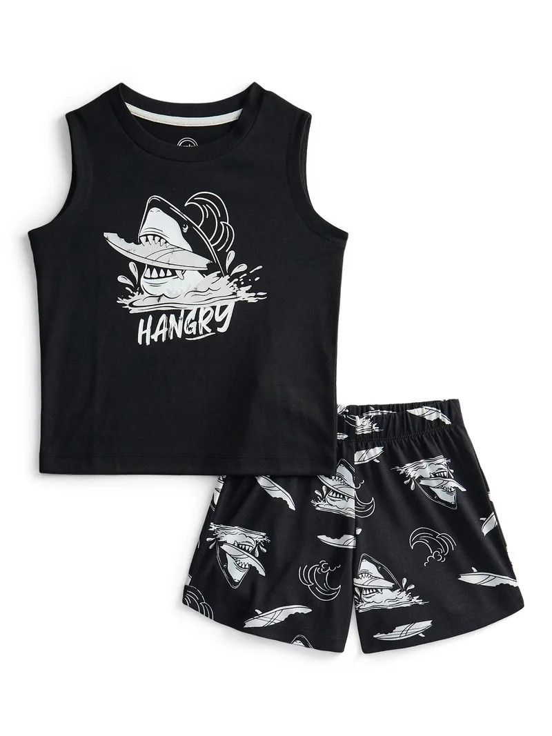 Wonder Nation Boys Graphic Tank Top and Shorts Sleep Set, 2-Piece, Sizes 4-18 | Walmart (US)