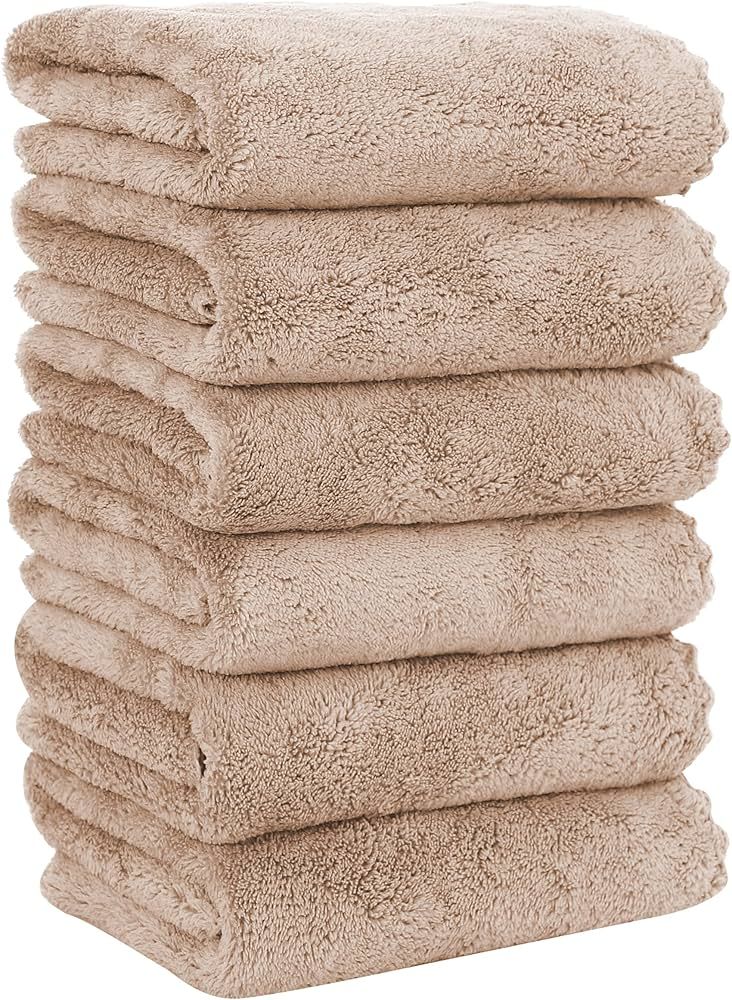 MOONQUEEN 6 Pack Premium Hand Towels - Quick Drying - Microfiber Coral Velvet Highly Absorbent To... | Amazon (US)