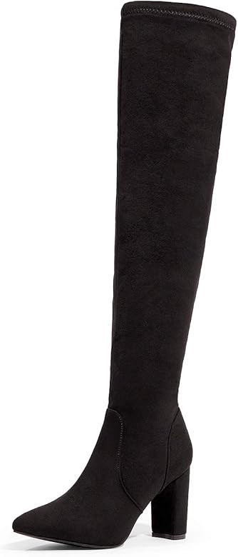 DREAM PAIRS Women's Thigh High Fashion Boots Over The Knee Block Heel Boots | Amazon (US)