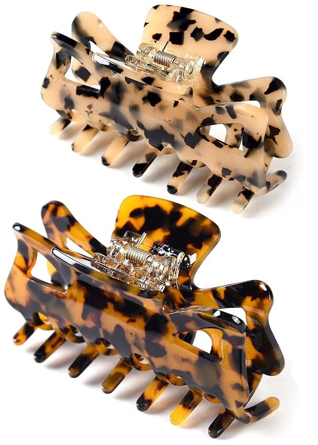 Cellulose Acetate Large Hair Claw Clips 3.8" Leopard Big Tortoise Hair Clips For Women Thick Hair... | Amazon (US)