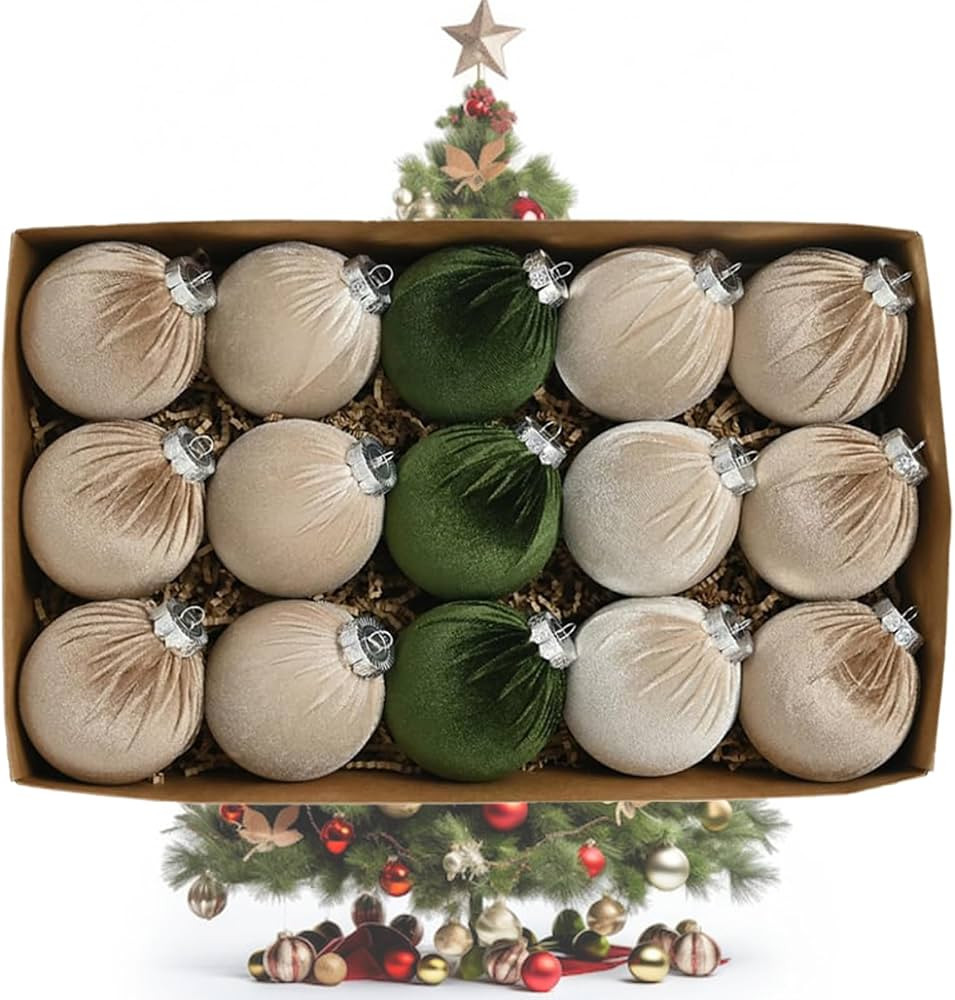 Bolas de Navidad de terciopelo, adornos de Navidad de terciopelo para árbol, juego de 15, bolas ... | Amazon (US)