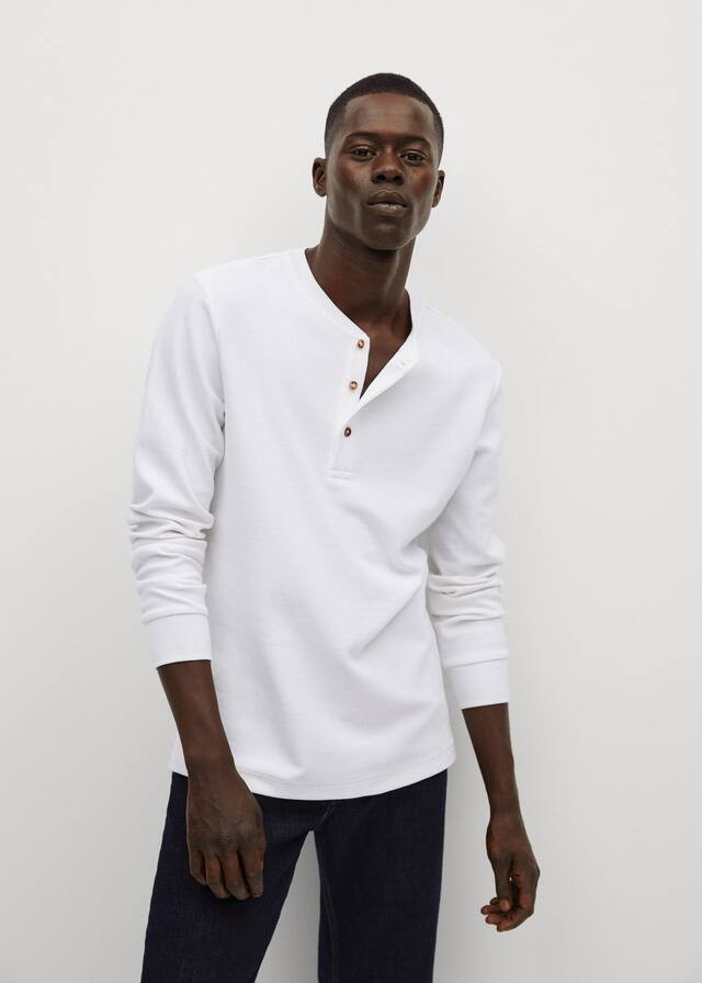 Henley cotton T-shirt | MANGO (US)