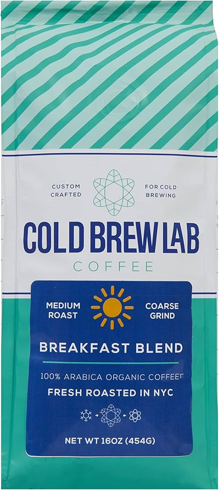 Cold Brew Organic Breakfast Blend Coffee, Coarse Ground, Medium Roast, 1 LB, for Cold Brewing & F... | Amazon (US)