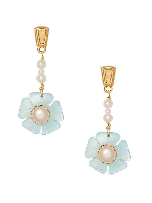 Magnolia 24K Gold-Plated, Freshwater & Mother-Of-Pearl Drop Earrings | Saks Fifth Avenue