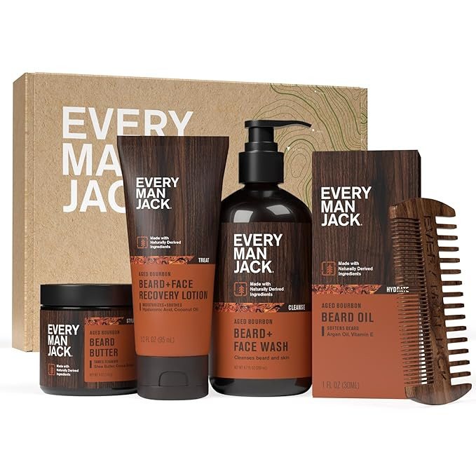 Every Man Jack Mens Aged Bourbon Beard Set - Five Full-Sized Grooming Essentials For a Complete R... | Amazon (US)