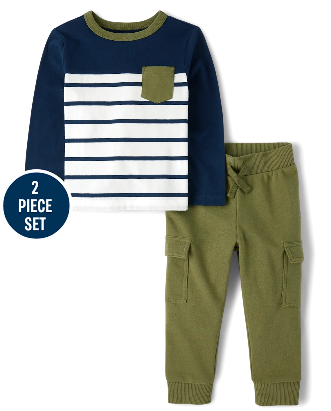 Baby And Toddler Boys Striped Colorblock 2-Piece Outfit Set - green | The Children's Place