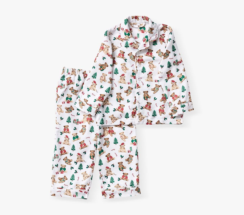 Holiday Teddy Bears Flannel Kid Pajama Set | Pottery Barn Kids