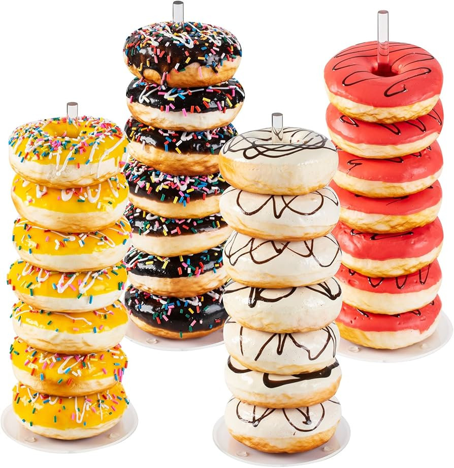 4PCS Acrylic Donut Display Stand Tower - Dessert Table Holder for Donuts, Bagels & Doughnuts - Pe... | Amazon (US)