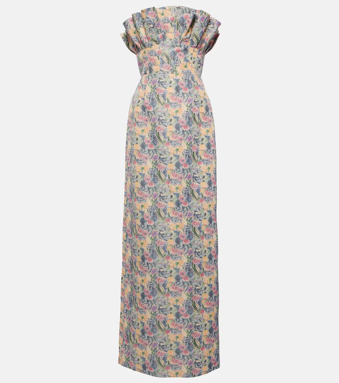 Demetra floral linen-blend gown | Mytheresa (US/CA)