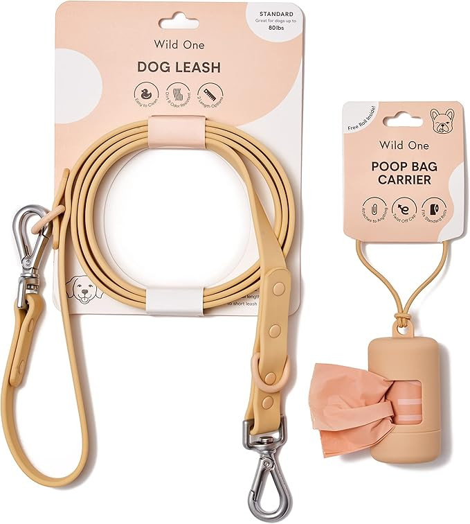 Wild One Nylon Adjustable Length Leash 5.5 Feet and Poop Bag Carrier Set, Waterproof, Odor Resist... | Amazon (US)