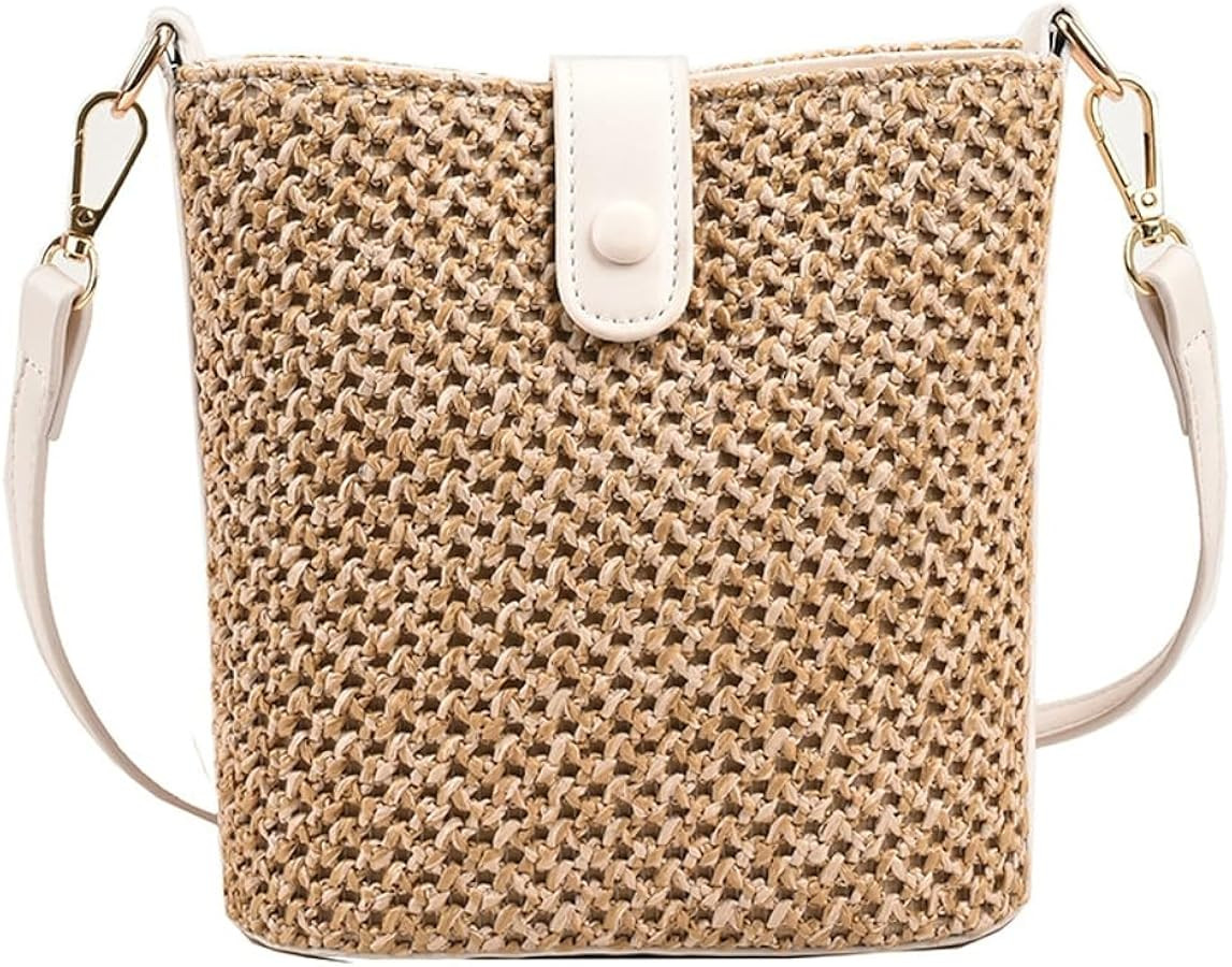 Straw Beach Bags For Women Rattan Purse Summer Straw Cross-body Bag Raffia Handbag Purses Shoulde... | Amazon (US)