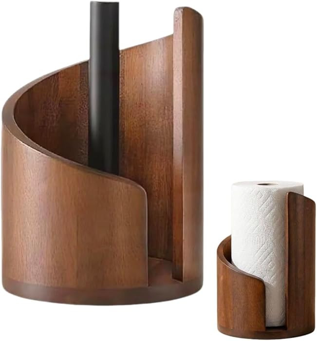 Mountain Paper Towel Holder Countertop with Mango Wood Round Base & Iron Holder, Solid Wooden Des... | Amazon (US)