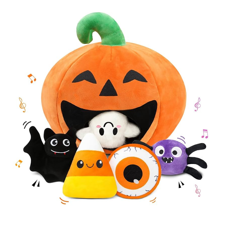 My First Halloween Baby Toys, Cuet Pumpkin Stuffed Animal Decor with Ghost Spider Bat Candy Corn ... | Amazon (US)