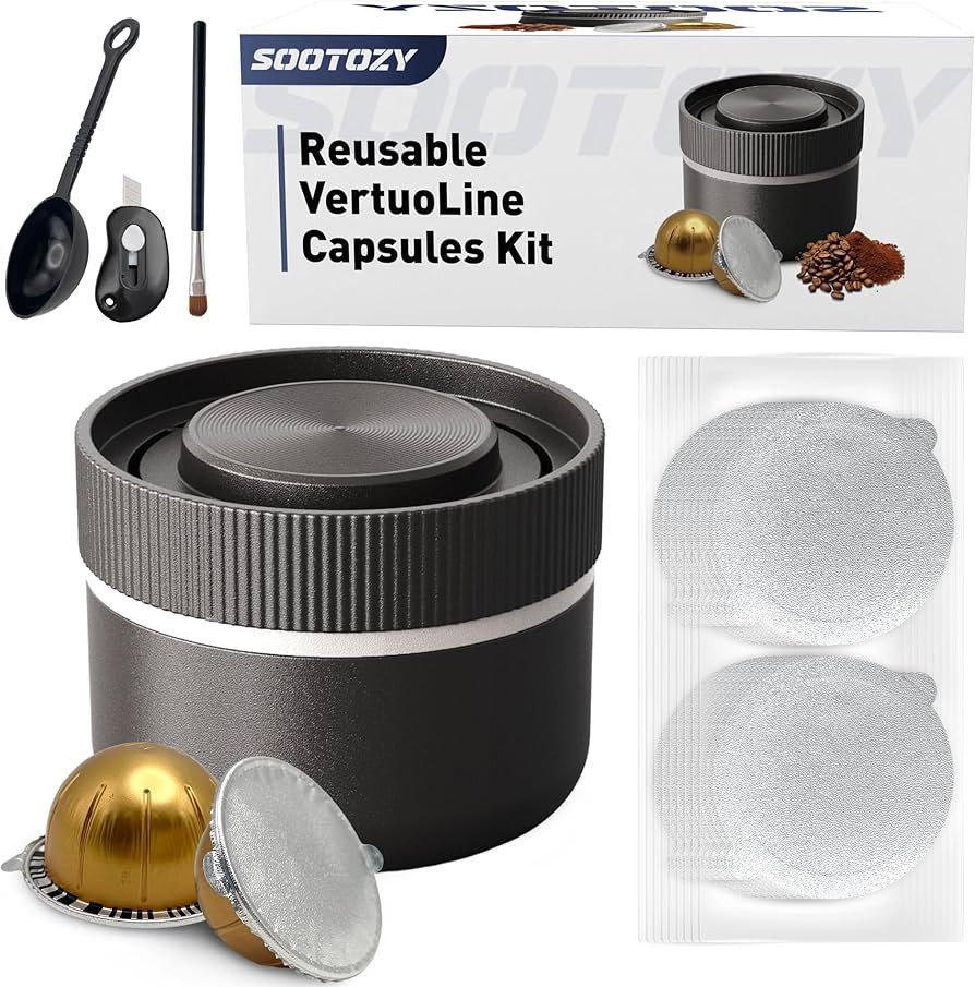 Reusable Pods Kit for Nespresso Vertuo, Refillable Coffee Pods with 100pcs Aluminum Covers Foil S... | Amazon (US)
