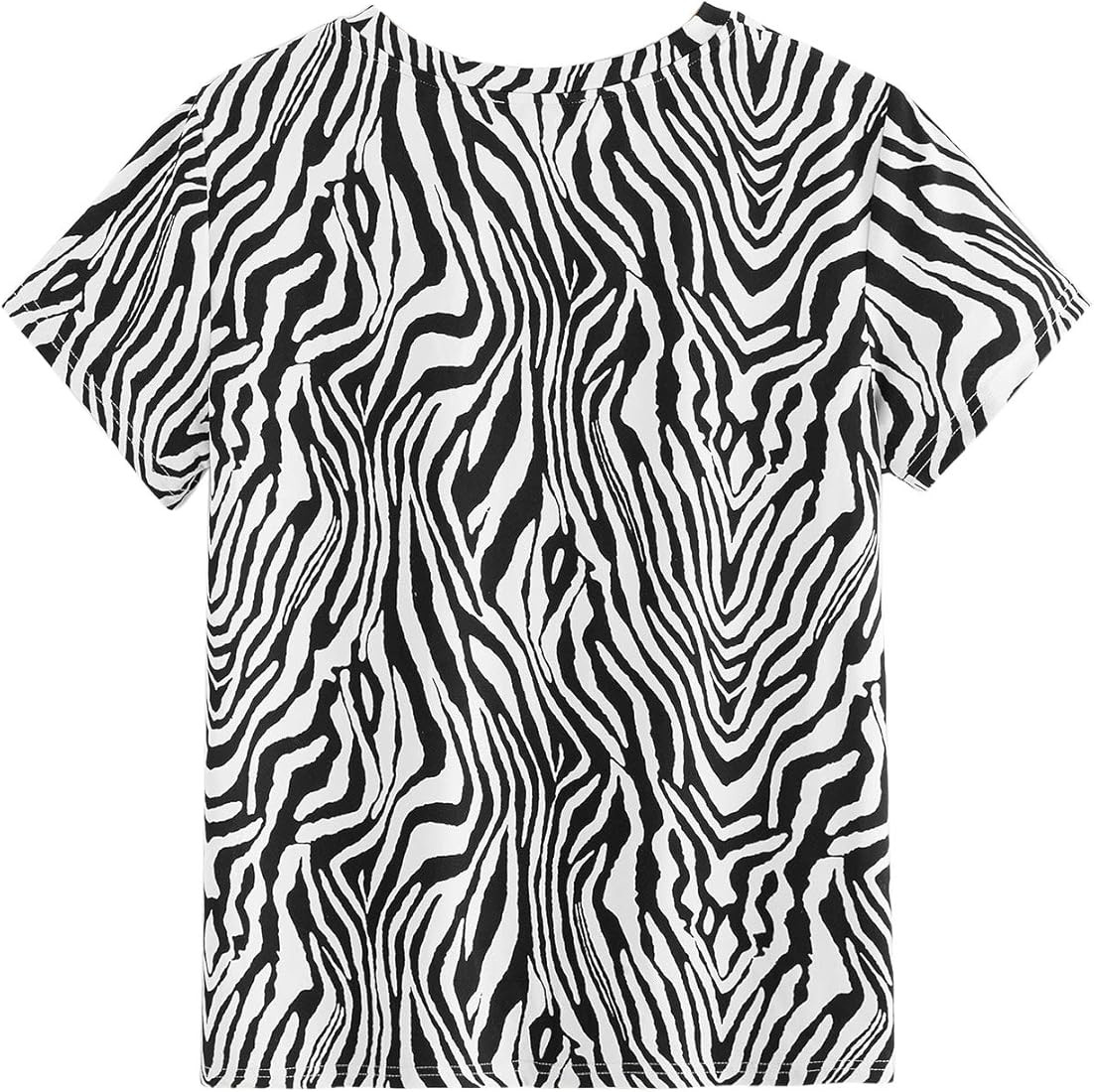 Milumia Women's Casual Zebra Print Short Sleeve T Shirt Tee Tops | Amazon (US)