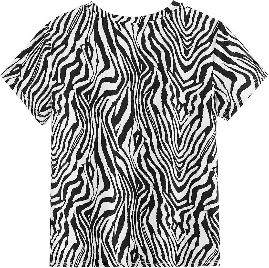 Milumia Women's Casual Zebra Print Short Sleeve T Shirt Tee Tops | Amazon (US)