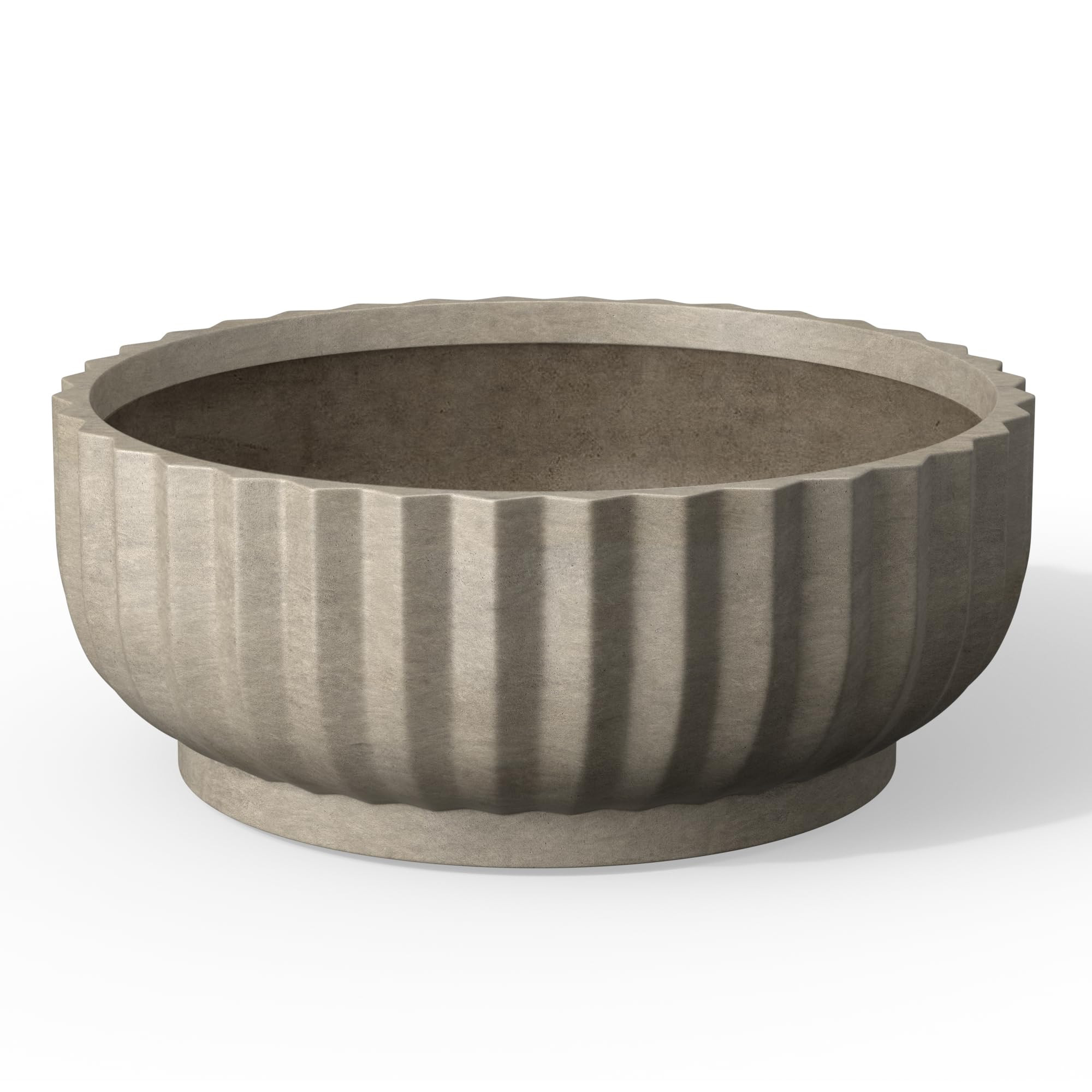 Kante Round Fulted Bowl Planter, 20.9 Inch Dia Large Concrete Flower Pots with Drainage Hole and ... | Amazon (US)