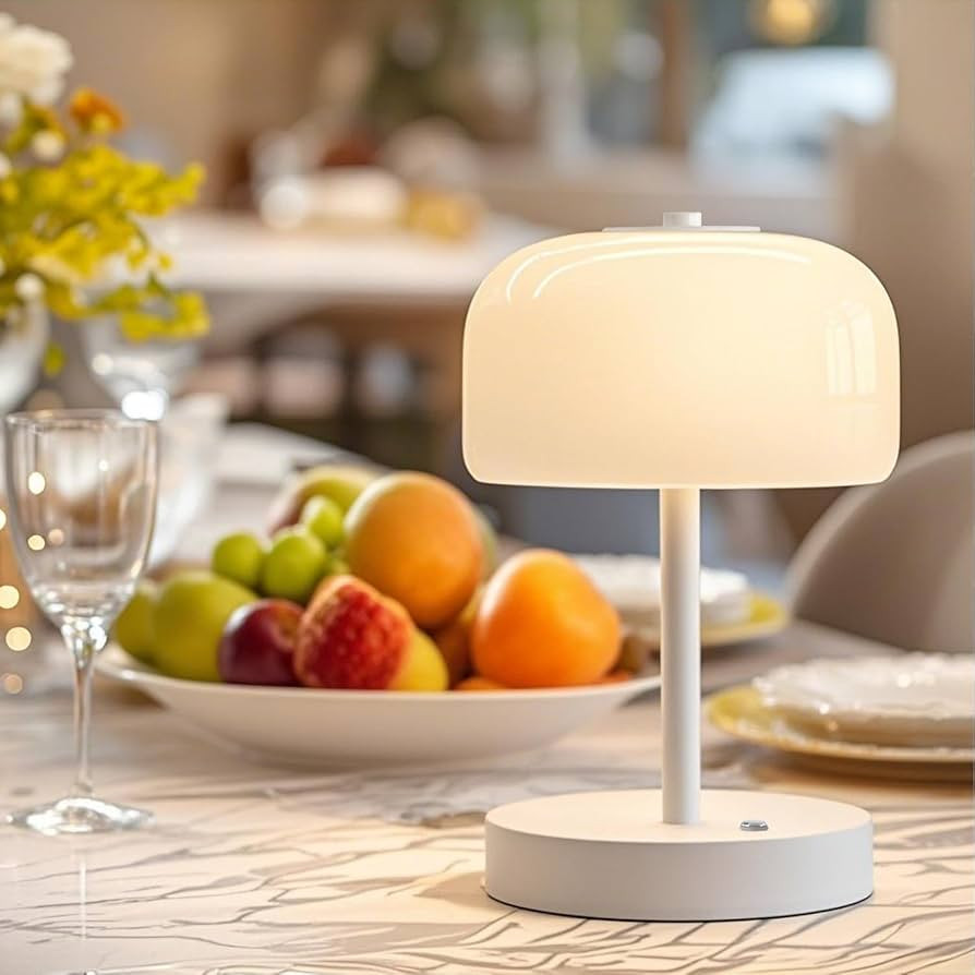 Oneach Portable Cordless Table Lamp, Rechargeable Battery Powered Lamp with Opal Glass Shade, 3-W... | Amazon (US)