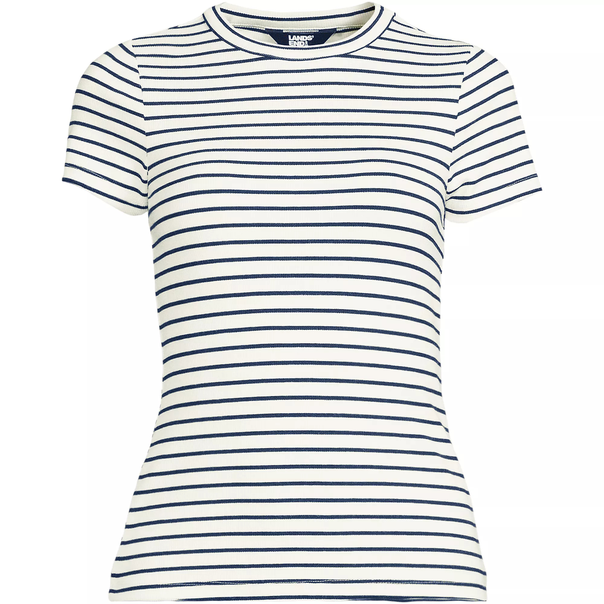 Women's Drapey Rib Fitted Short Sleeve Mini T-Shirt | Lands' End (US)