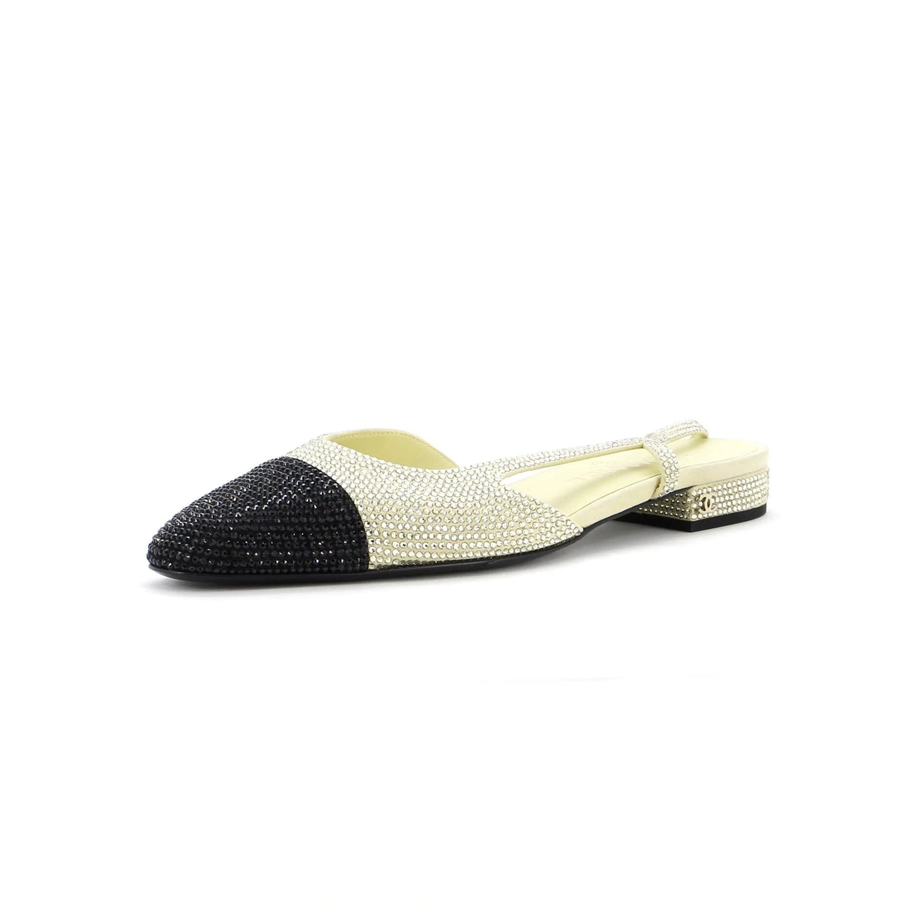 Women's Cap Toe CC Slingback Flats Crystal Embellished Suede and Grosgrain | Shop Simon
