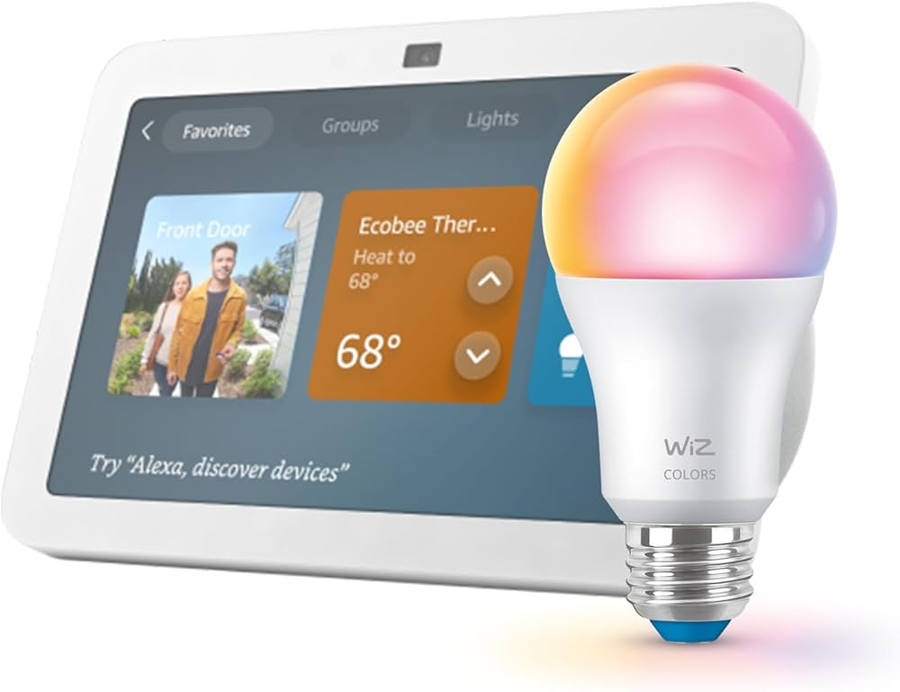 Echo Show 8 with WiZ 60W A19 LED Smart Color Bulb - Connects to Your Wi-Fi - E26 Base - Control w... | Amazon (US)