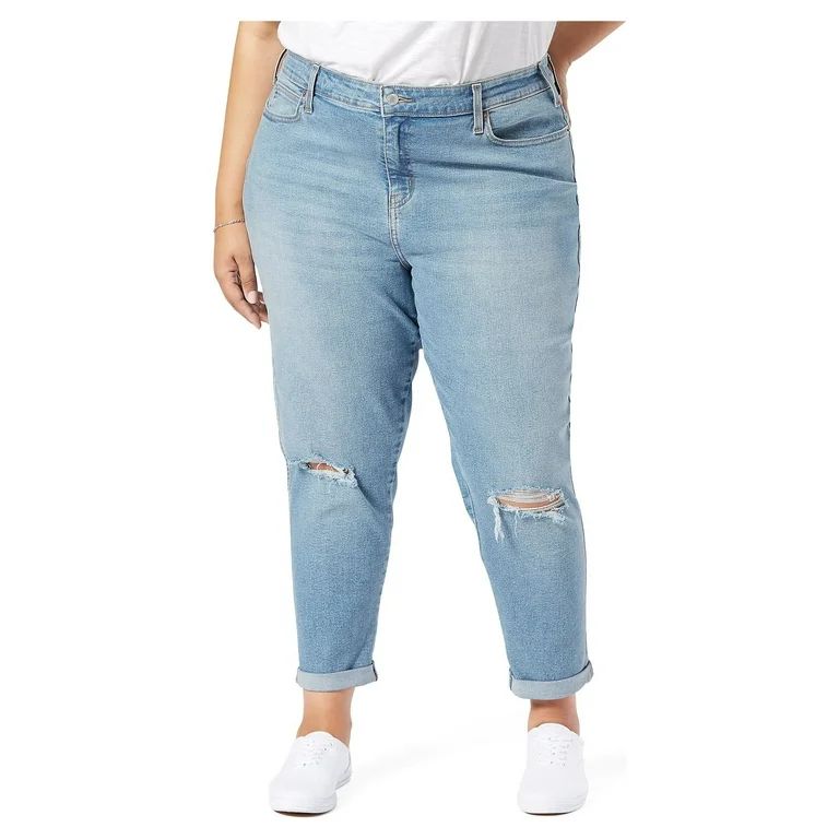 Signature by Levi Strauss & Co. Women's Plus Size Heritage Mid Rise Slim Fit Boyfriend Jeans - Wa... | Walmart (US)