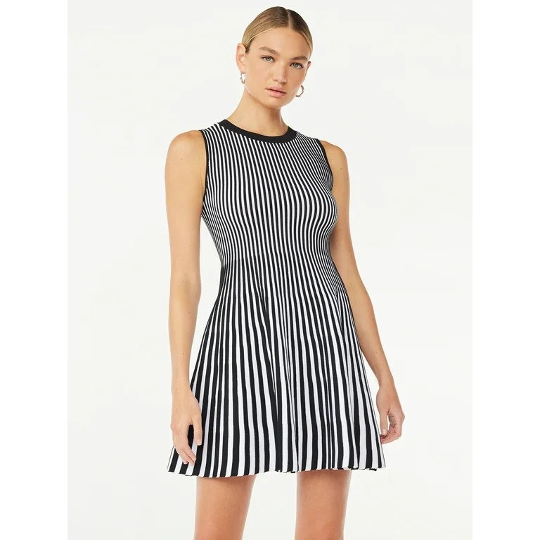 Scoop Women's Striped Mini Sweater Dress, Sizes XS-XXL | Walmart (US)