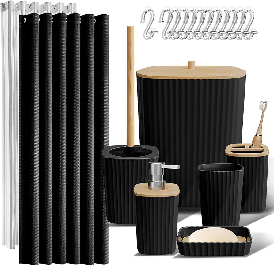 Clara Clark Bathroom Accessories Set - Bathroom Set, Bathroom Accessory Set, Shower Curtain Set, ... | Amazon (US)