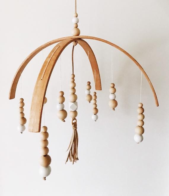 1 Color Mobile - Minimal Modern Mobile 14 inch - baby mobile - wood bead -wooden mobile -nursery ... | Etsy (US)