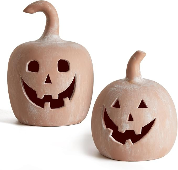 DN DECONATION Halloween Fall Pumpkin Decor, Jack O Lantern Tealight Holders | Amazon (US)