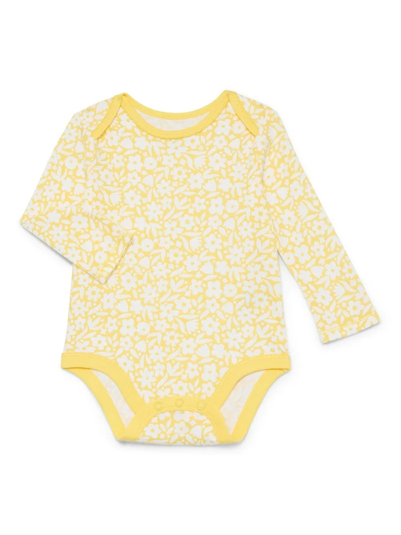 Wonder Nation Baby Girls Bodysuit with Long Sleeves, Sizes 0-24 Months | Walmart (US)